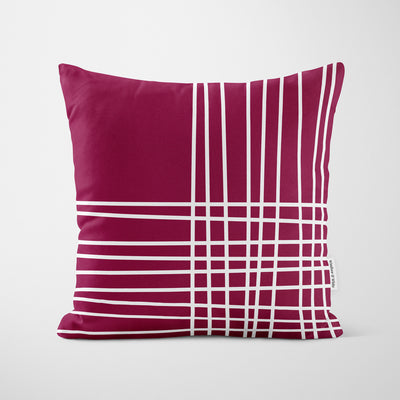 Dark Cherry Crosshatch Cushion - Handmade Homeware, Made in Britain - Windsor and White