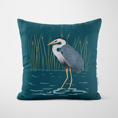 Heron Art Print Cushion - Handmade Homeware, Made in Britain - Windsor and White