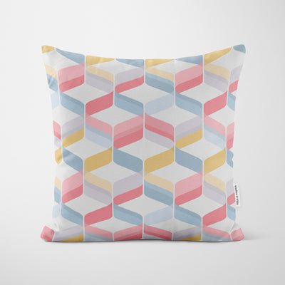 Colourful Retro Geometric Cushion - Handmade Homeware, Made in Britain - Windsor and White