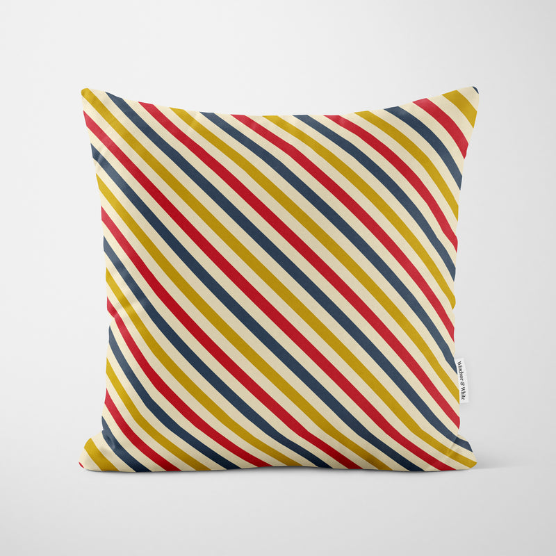 Vintage Stripes Cushion - Handmade Homeware, Made in Britain - Windsor and White