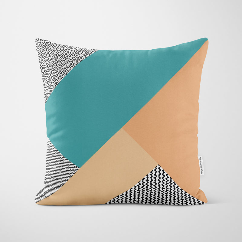 Modern Block Teal Sand Cushion - Handmade Homeware, Made in Britain - Windsor and White