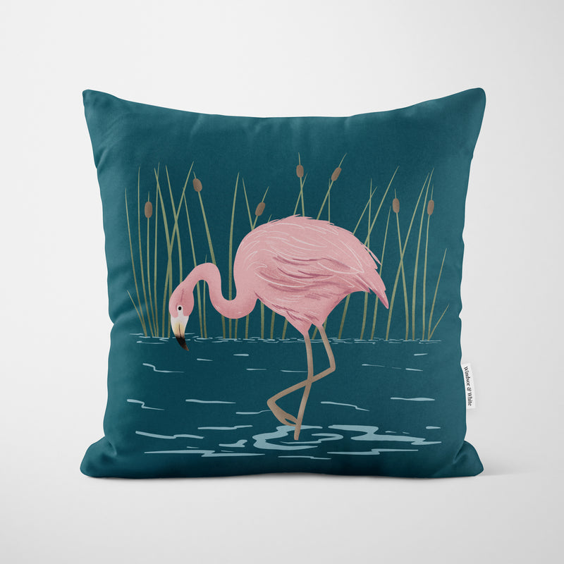 Flamingo Art Print Cushion - Handmade Homeware, Made in Britain - Windsor and White