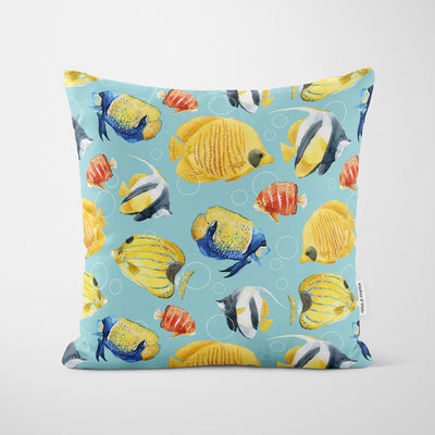 Reef Pattern Sea Blue Cushion - Handmade Homeware, Made in Britain - Windsor and White