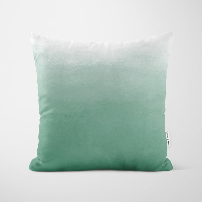 Green Ombre Watercolour Cushion - Handmade Homeware, Made in Britain - Windsor and White