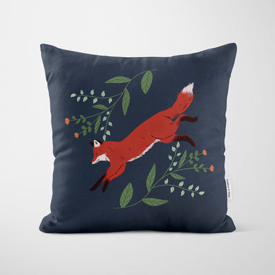 Fox Wildlife Print Cushion - Handmade Homeware, Made in Britain - Windsor and White