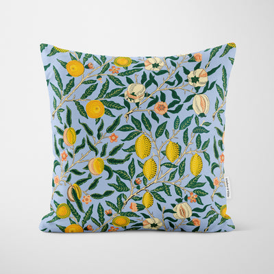 William Morris Fruit Print Light Blue Cushion - Handmade Homeware, Made in Britain - Windsor and White