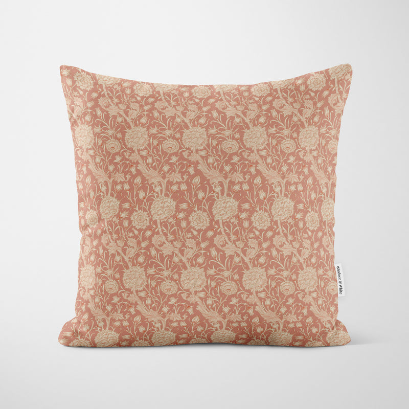 William Morris Wild Tulip Rose Champagne Cushion - Handmade Homeware, Made in Britain - Windsor and White