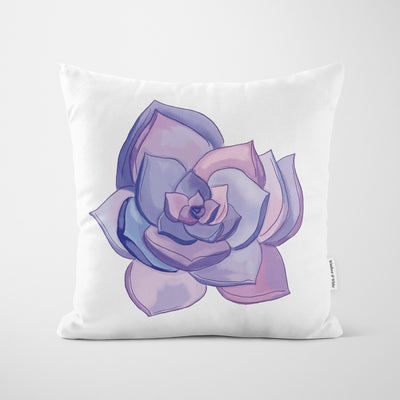 Purple Succulent White Cushion - Handmade Homeware, Made in Britain - Windsor and White