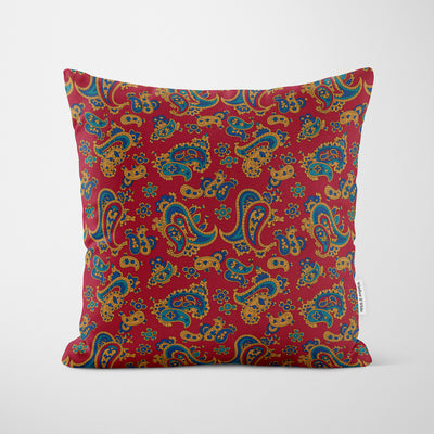 Burgundy Paisley Cushion - Handmade Homeware, Made in Britain - Windsor and White