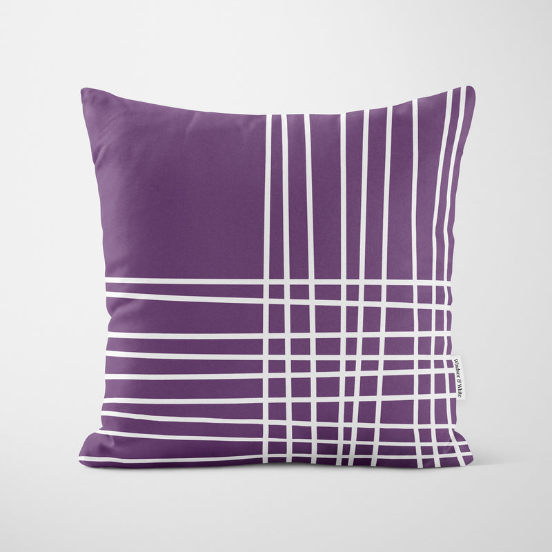 Purple Crosshatch Cushion - Handmade Homeware, Made in Britain - Windsor and White