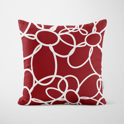 White Minimalist Daisy Red Cushion - Handmade Homeware, Made in Britain - Windsor and White