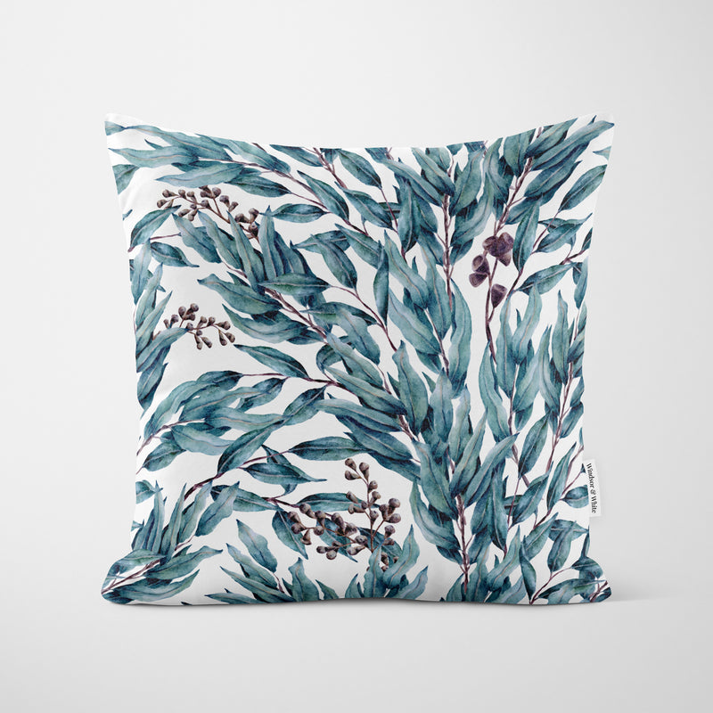 Boho White Whimsical Leaf Cushion - Handmade Homeware, Made in Britain - Windsor and White