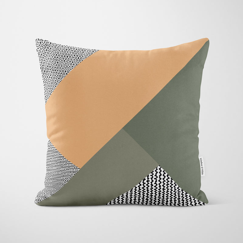 Modern Block Yellow Green Cushion - Handmade Homeware, Made in Britain - Windsor and White