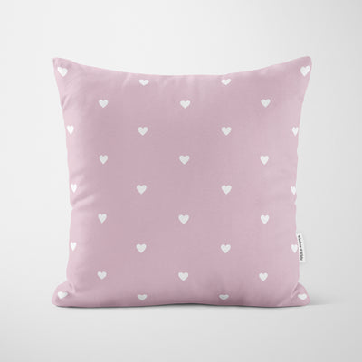 Pink Polka Dot Hearts Cushion - Handmade Homeware, Made in Britain - Windsor and White