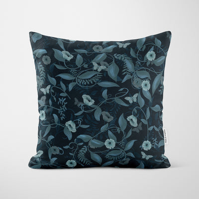 Dark Butterflies Floral Cushion - Handmade Homeware, Made in Britain - Windsor and White