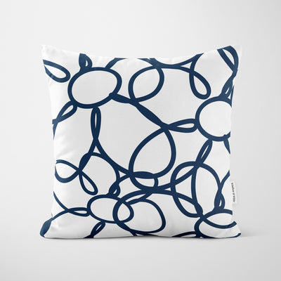 Blue Minimalist Daisy Cushion - Handmade Homeware, Made in Britain - Windsor and White