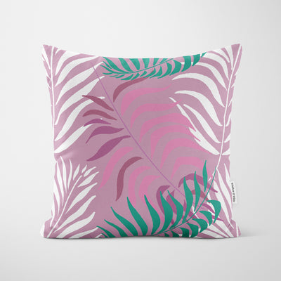 Tropical Palm Leaves Pink Cushion - Handmade Homeware, Made in Britain - Windsor and White