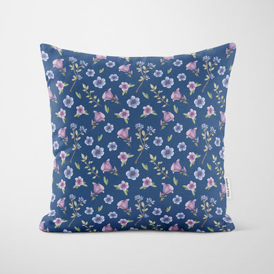 Ditsy Floral Blue Cushion - Handmade Homeware, Made in Britain - Windsor and White