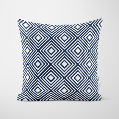Diamond Pattern Navy Blue Cushion - Handmade Homeware, Made in Britain - Windsor and White