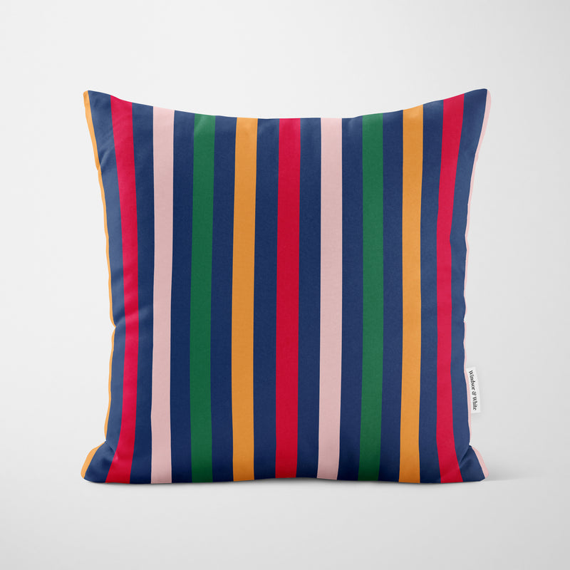 Modern Multitone Red Stripe Cushion - Handmade Homeware, Made in Britain - Windsor and White
