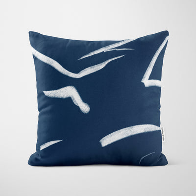 Blue Art Strokes Cushion - Handmade Homeware, Made in Britain - Windsor and White