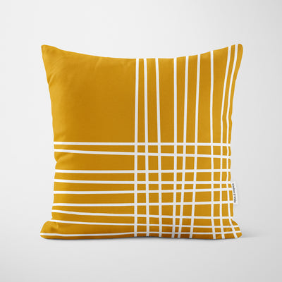 Mustard Crosshatch Cushion - Handmade Homeware, Made in Britain - Windsor and White