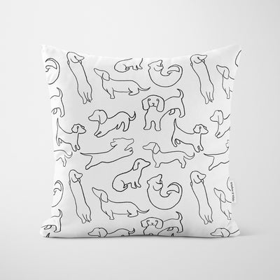 Minimalist Dog Pattern Cushion - Handmade Homeware, Made in Britain - Windsor and White