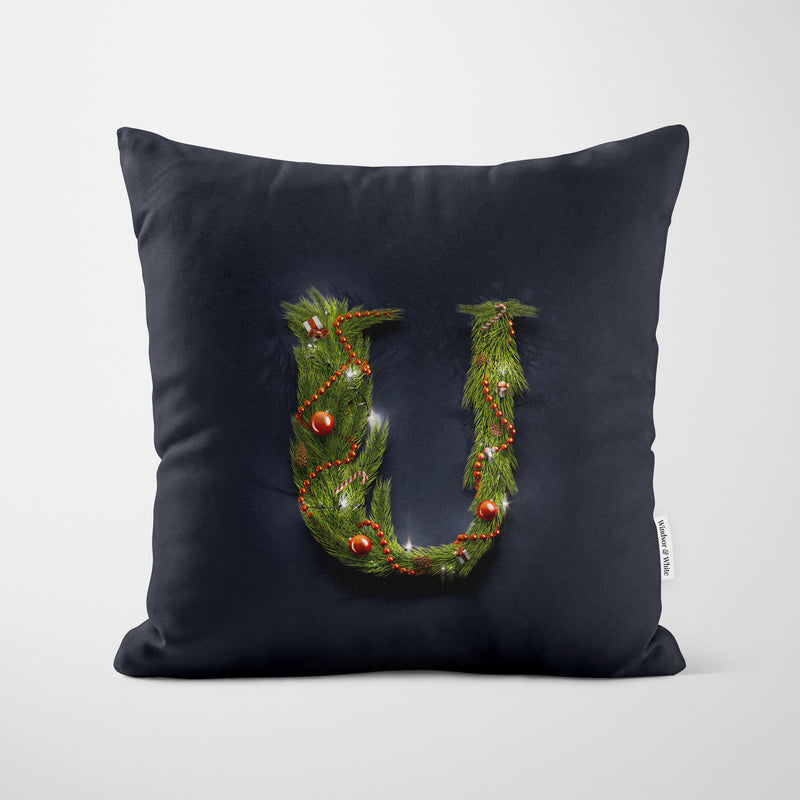 Christmas Garland Letter (U) Cushion