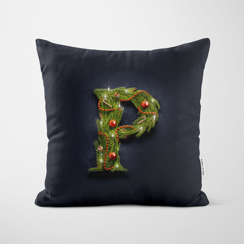 Christmas Garland Letter (P) Cushion