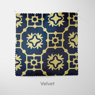 Navy Gold Moroccan Tiles Cushion - Handmade Homeware, Made in Britain - Windsor and White