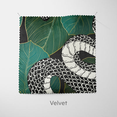 Green Leaves Mono Snake Cushion - Handmade Homeware, Made in Britain - Windsor and White