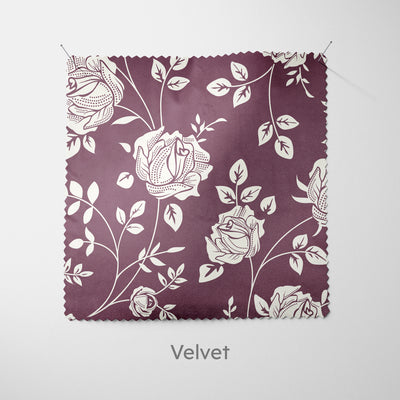 Dark Purple Rose Stencil Pattern Cushion - Handmade Homeware, Made in Britain - Windsor and White