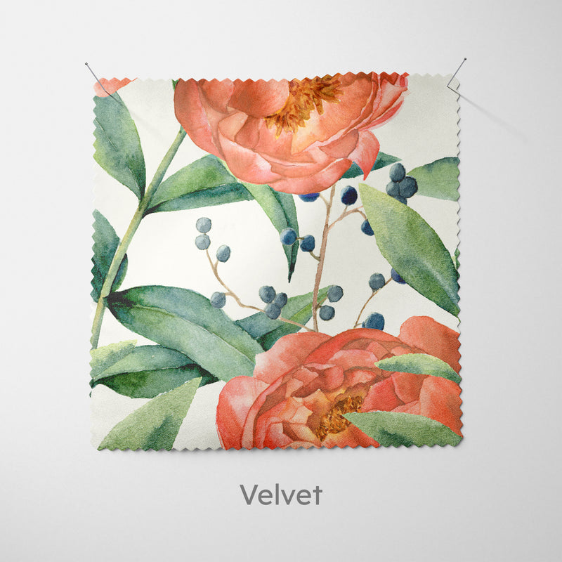 Orange Peony Floral Cushion - Handmade Homeware, Made in Britain - Windsor and White