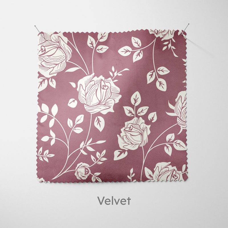 Mauve Rose Stencil Pattern Cushion - Handmade Homeware, Made in Britain - Windsor and White