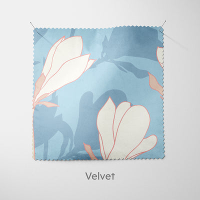 Light Blue Magnolia Flowers Cushion - Handmade Homeware, Made in Britain - Windsor and White