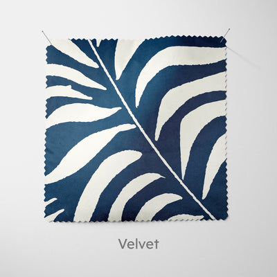 Palm Leaves Dark Blue Fabric - Handmade Homeware, Made in Britain - Windsor and White