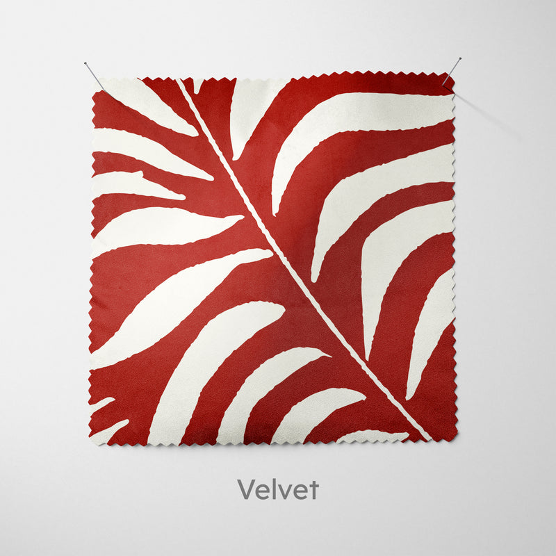 Palm Leaves Burgundy Cushion - Handmade Homeware, Made in Britain - Windsor and White