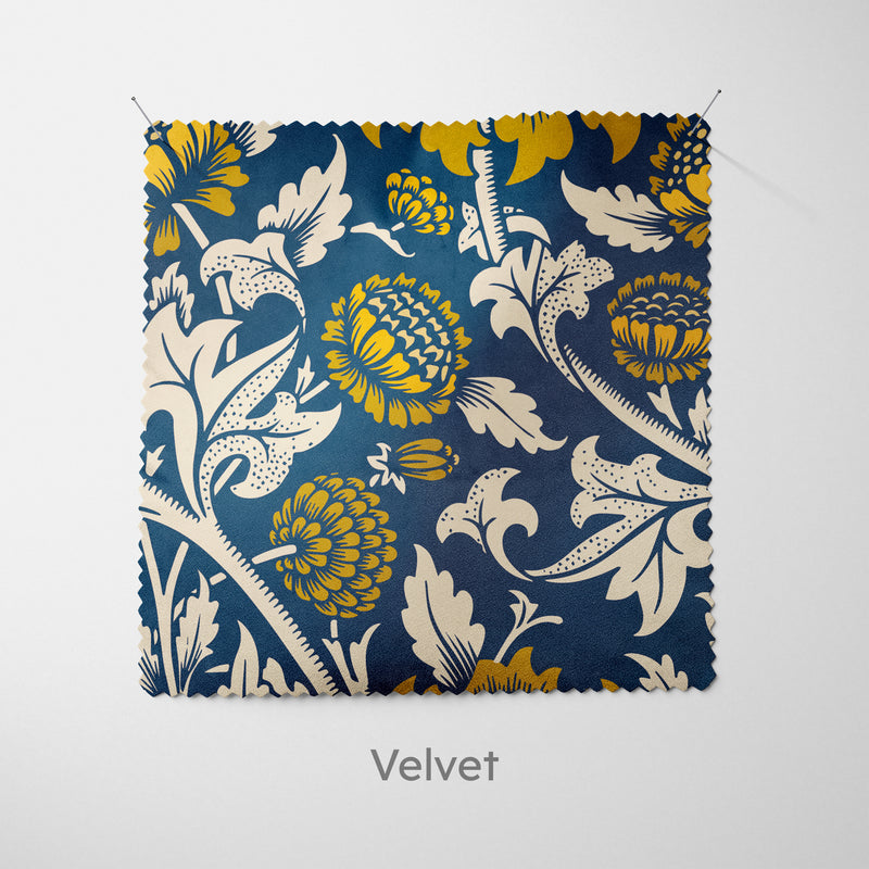 William Morris Mixed Sunflowers Navy Cushion - Handmade Homeware, Made in Britain - Windsor and White