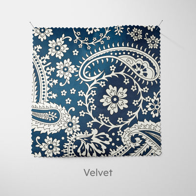 Prussian Blue Floral Paisley Cushion - Handmade Homeware, Made in Britain - Windsor and White