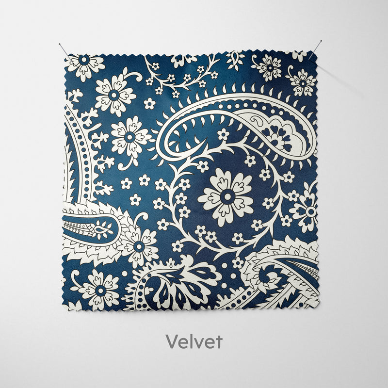 Prussian Blue Floral Paisley Cushion - Handmade Homeware, Made in Britain - Windsor and White