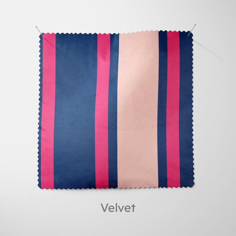 Navy Pink Wide Regimental Stripe Cushion - Handmade Homeware, Made in Britain - Windsor and White