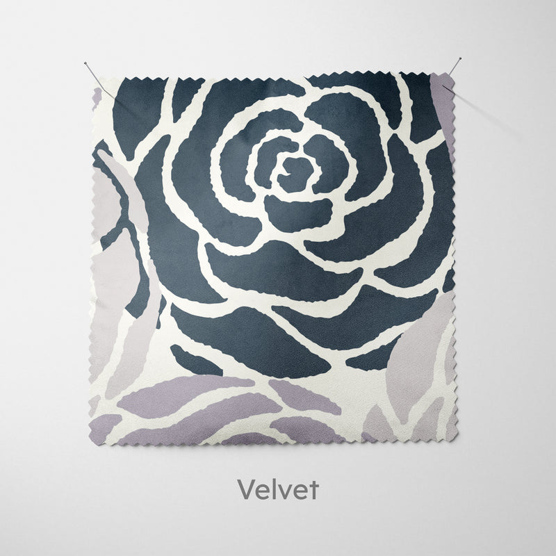 Rose Stamp Monochrome Cushion - Handmade Homeware, Made in Britain - Windsor and White