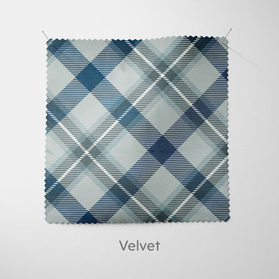 Grey Blue Modern Tartan Cushion - Handmade Homeware, Made in Britain - Windsor and White