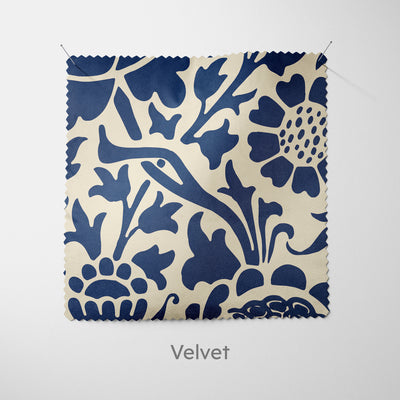 William Morris Sunflower Stencil Navy Cushion - Handmade Homeware, Made in Britain - Windsor and White