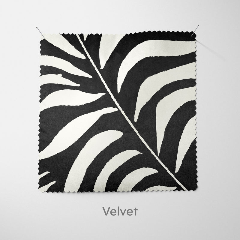 Palm Leaves Black Cushion - Handmade Homeware, Made in Britain - Windsor and White