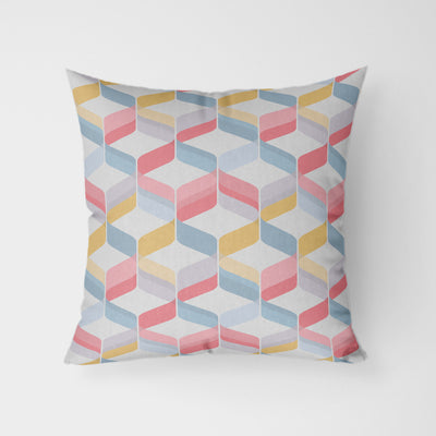 Colourful Retro Geometric Water Resistant Garden Outdoor Cushion - Handmade Homeware, Made in Britain - Windsor and White