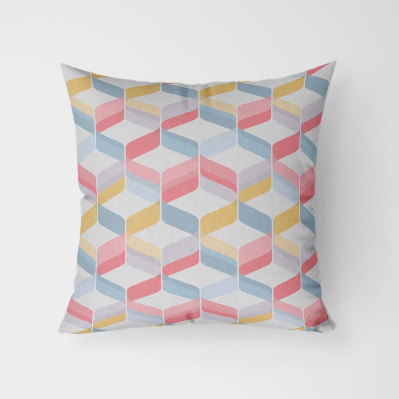 Colourful Retro Geometric Water Resistant Garden Outdoor Cushion - Handmade Homeware, Made in Britain - Windsor and White