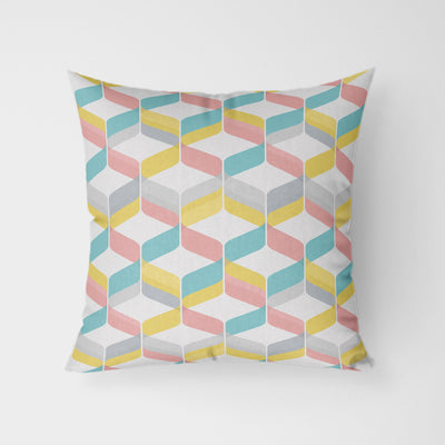 Bright Retro Geometric Water Resistant Garden Outdoor Cushion - Handmade Homeware, Made in Britain - Windsor and White