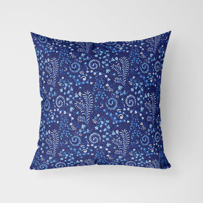 Blue Barrier Reef Pattern Water Resistant Garden Outdoor Cushion - Handmade Homeware, Made in Britain - Windsor and White