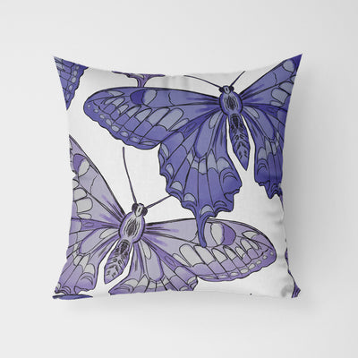 Purple Butterflies Water Resistant Garden Outdoor Cushion - Handmade Homeware, Made in Britain - Windsor and White